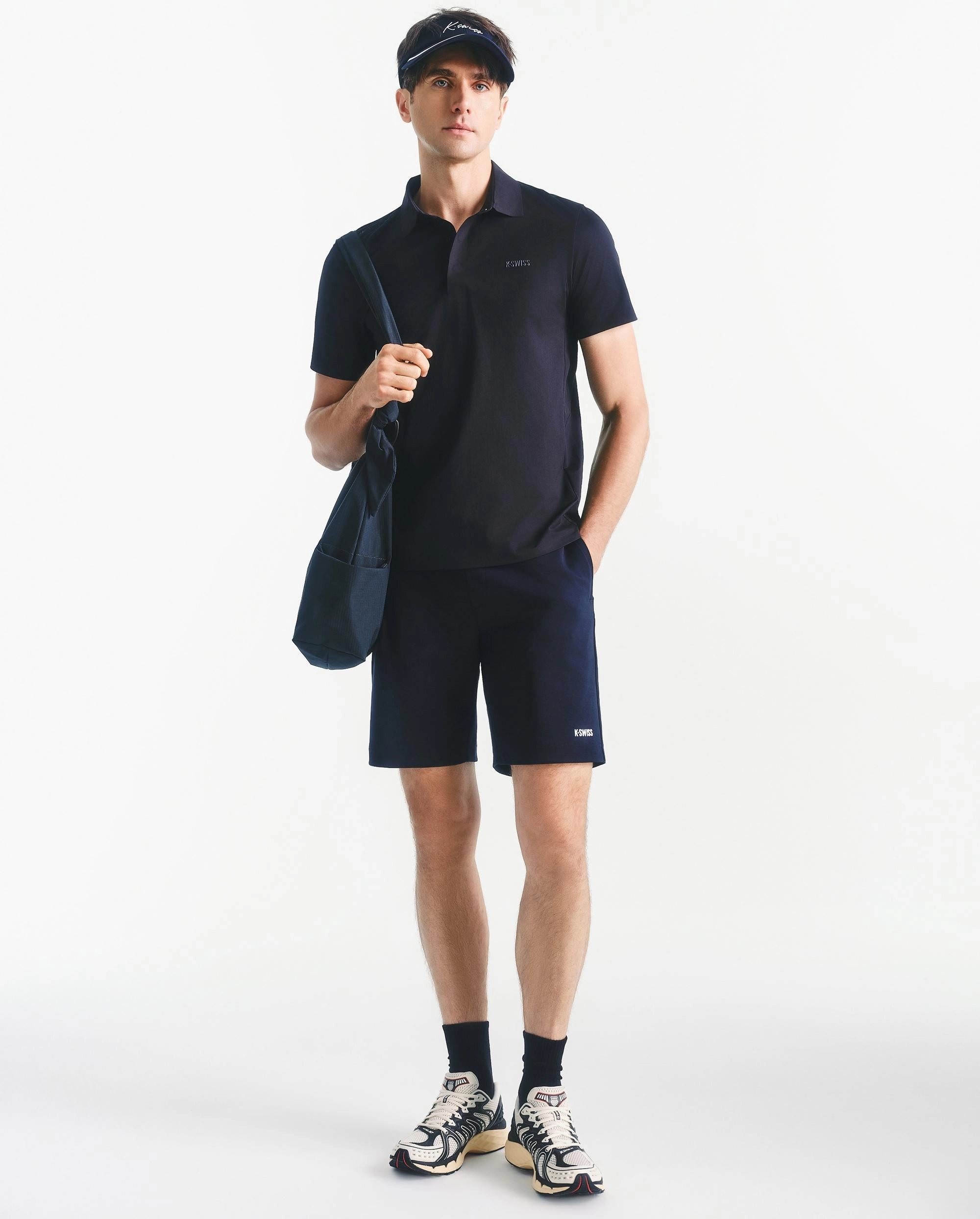 1011634-008 | MEN'S K-SWISS LOGO MIRCO-FLEECE POLO SHIRT | BLACK