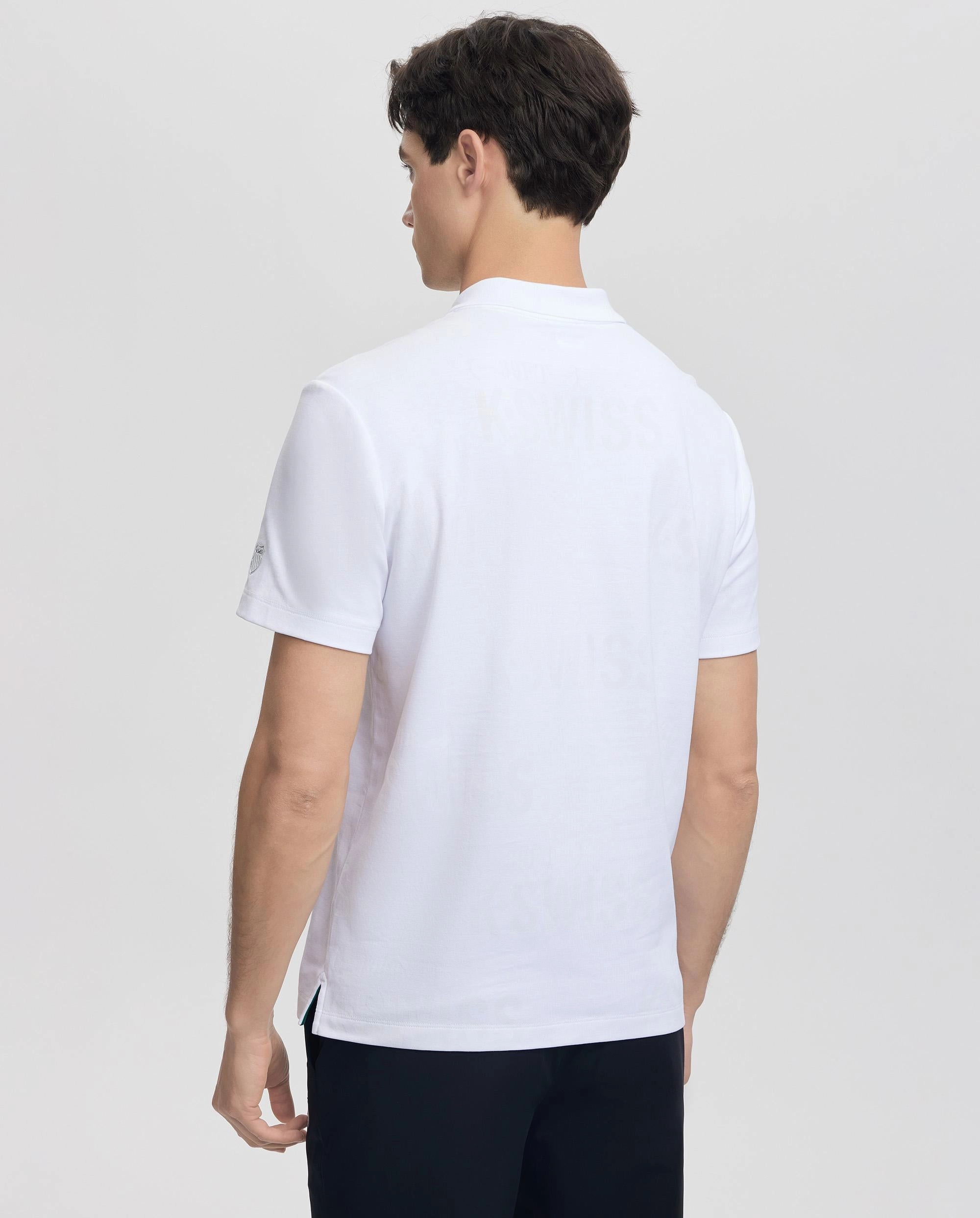 108279-101 | MEN'S ALL-OVER K-SWISS LOGO POLO SHIRT | WHITE/WHITE