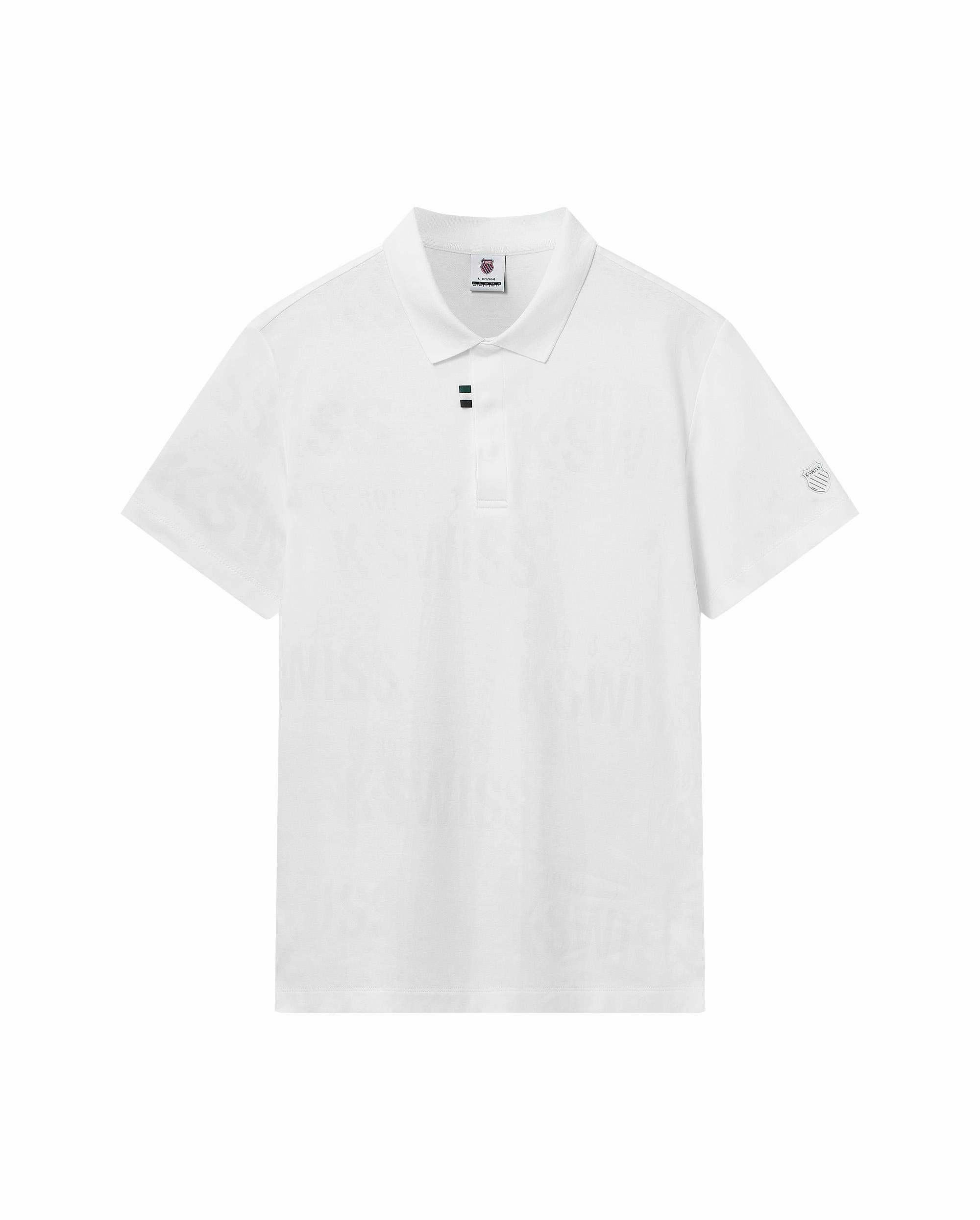 108279-101 | MEN'S ALL-OVER K-SWISS LOGO POLO SHIRT | WHITE/WHITE