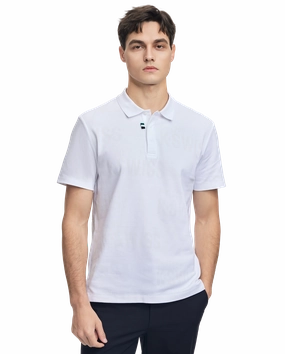 108279-101 | MEN'S ALL-OVER K-SWISS LOGO POLO SHIRT | WHITE/WHITE