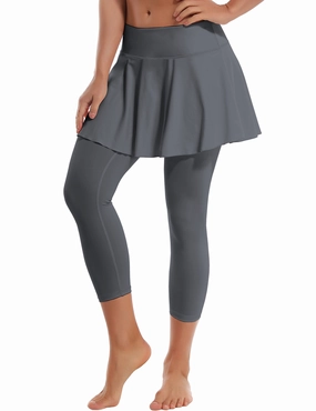 19" Capris Tennis Golf Skirted Leggings with Pockets gray_yoga
