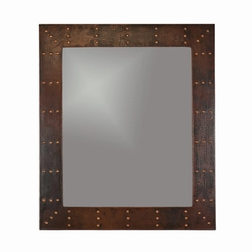 36" Hand Hammered Rectangle Mirror with Hand Forged Rivets
