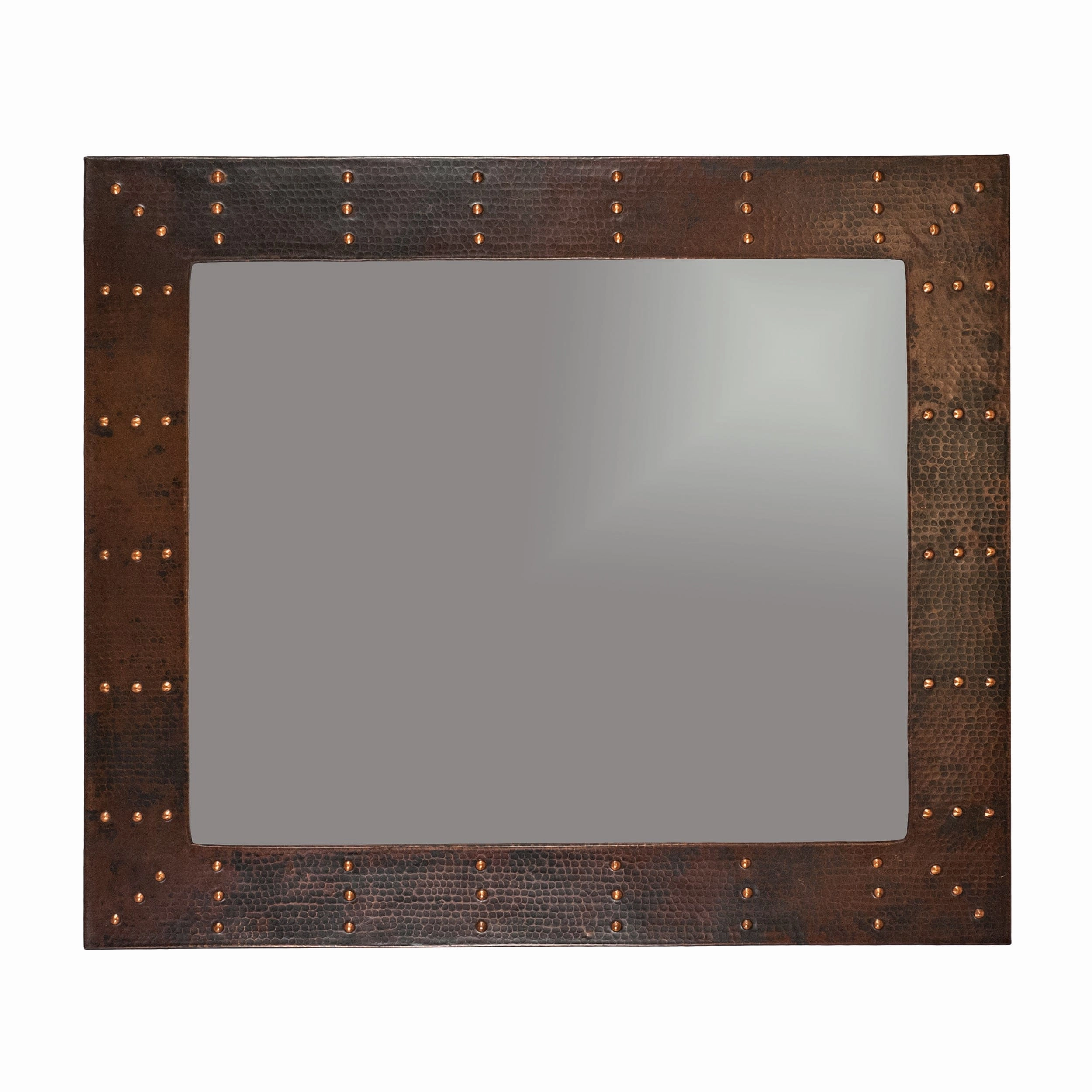 36" Hand Hammered Rectangle Mirror with Hand Forged Rivets