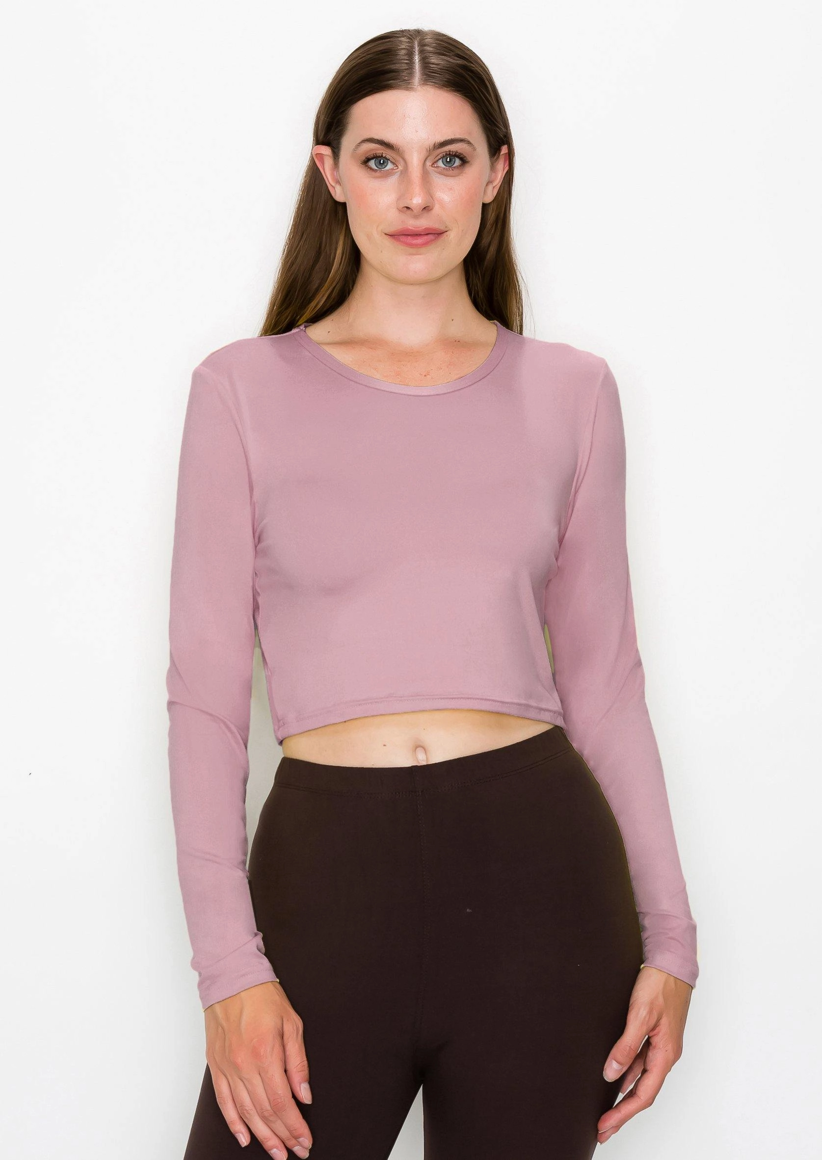 ALWAYS Women's Long Sleeve T-Shirts - Casual Basic Cropped Tee Tops with Crew Neck