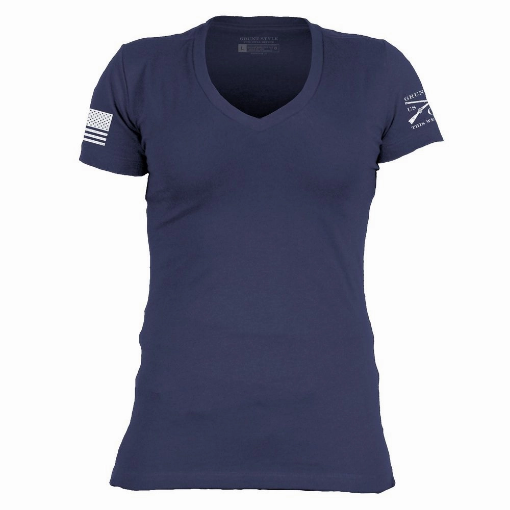 Basic T-Shirt Women's V-Neck - Future Dusk