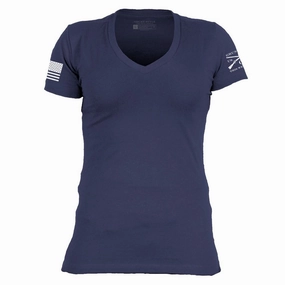 Basic T-Shirt Women's V-Neck - Future Dusk