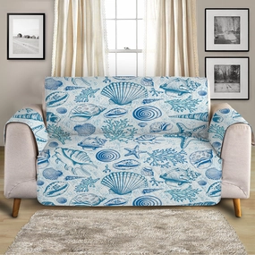 Blue Seashells Sofa Cover