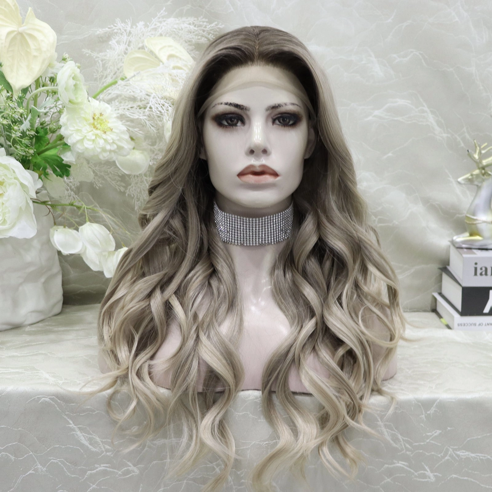 Brenda Collection-Shastina New big Lace Free parting ashy Blonde with Soft rooting 13*4