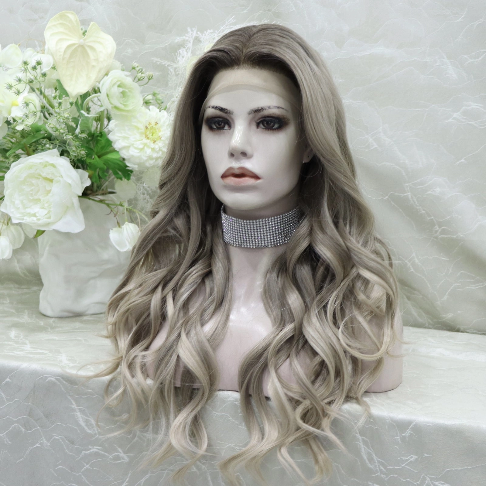 Brenda Collection-Shastina New big Lace Free parting ashy Blonde with Soft rooting 13*4