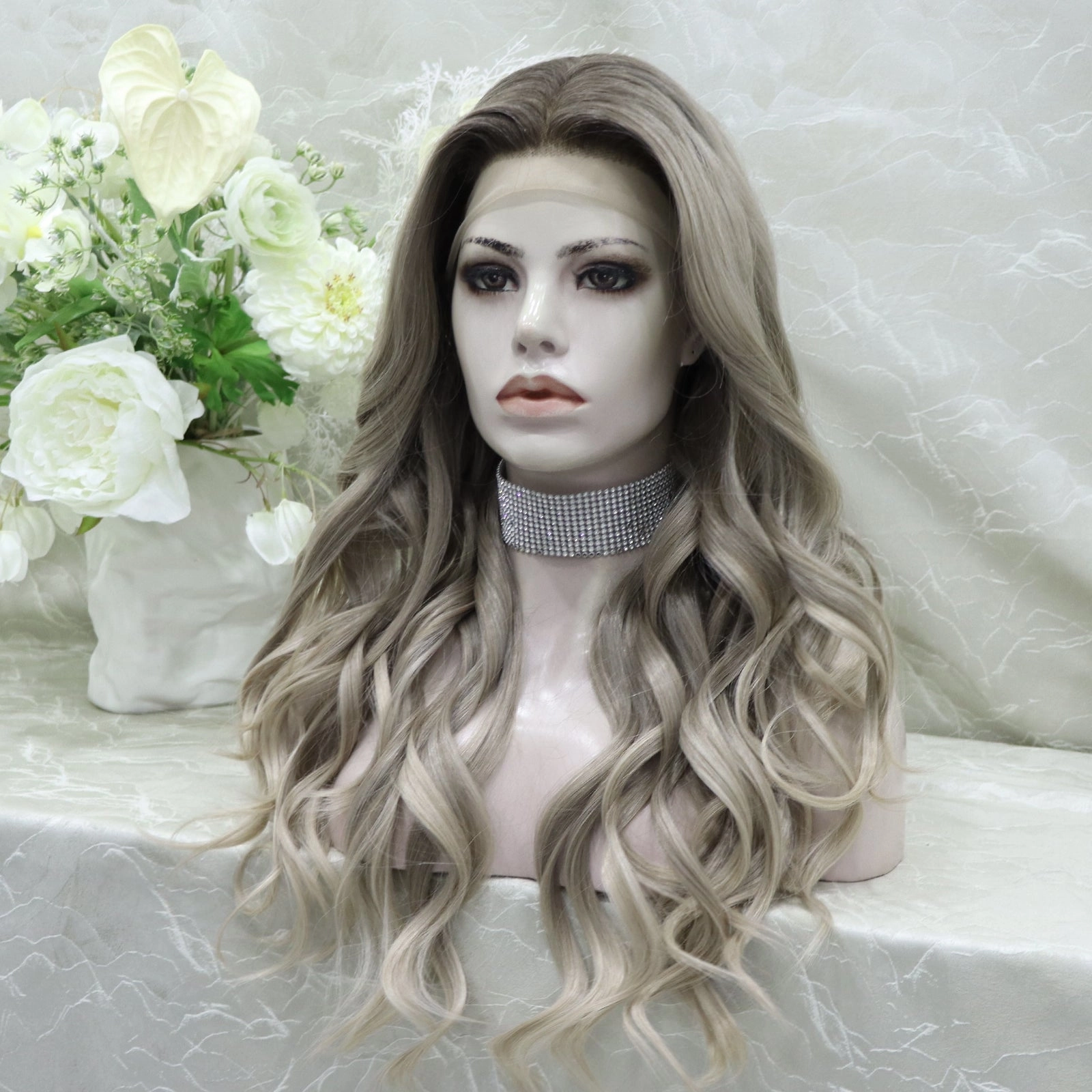 Brenda Collection-Shastina New big Lace Free parting ashy Blonde with Soft rooting 13*4