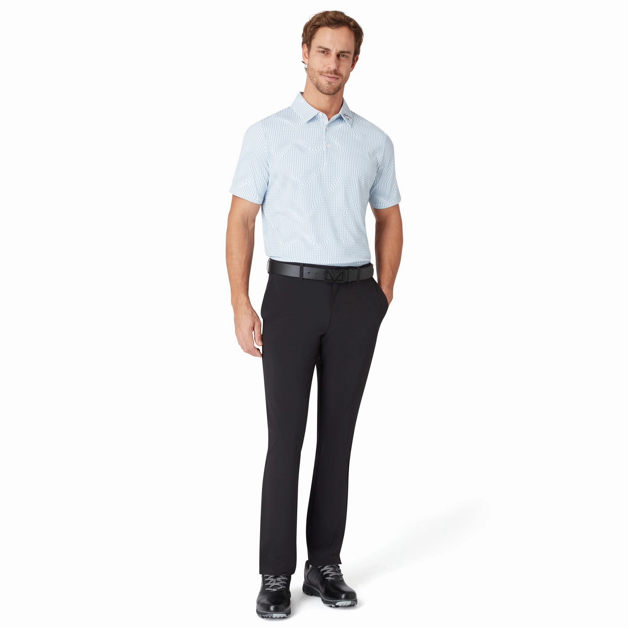 Callaway Golf Warped Gingham Print Polo Shirt