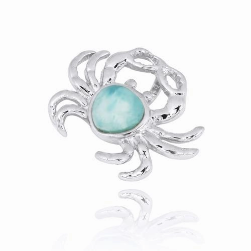 Caribbean Larimar Crab Pendant Necklace - Miami