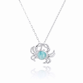 Caribbean Larimar Crab Pendant Necklace - Miami