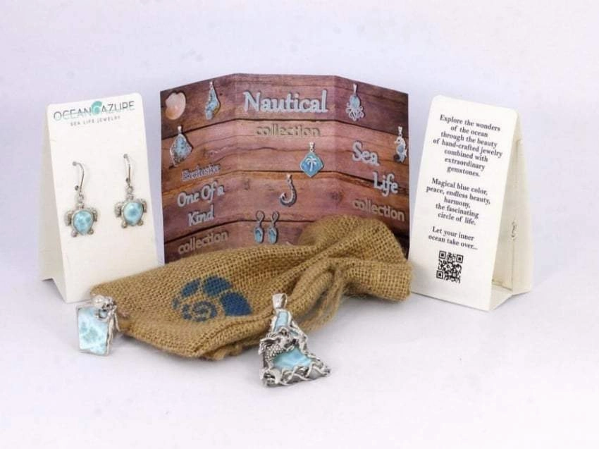 Caribbean Larimar Palm Tree Bracelet - Miami