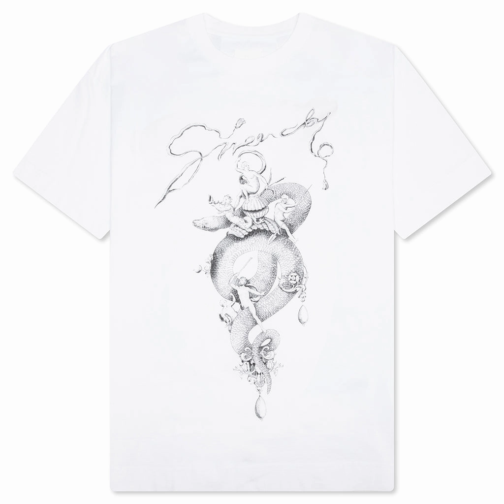 Chandelier and Snake Print T-Shirt - White