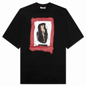 Cotton T-Shirt with Mended Patch - Black
