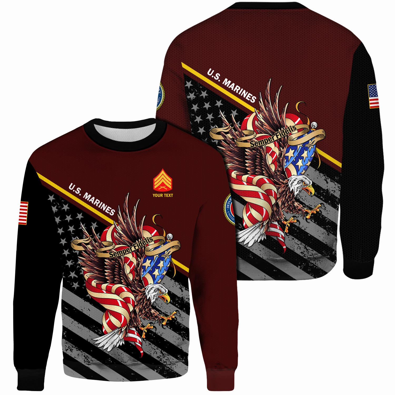 Custom 3D All Over Prints Ugly Sweater, Personalized Name And Ranks, Military Motto