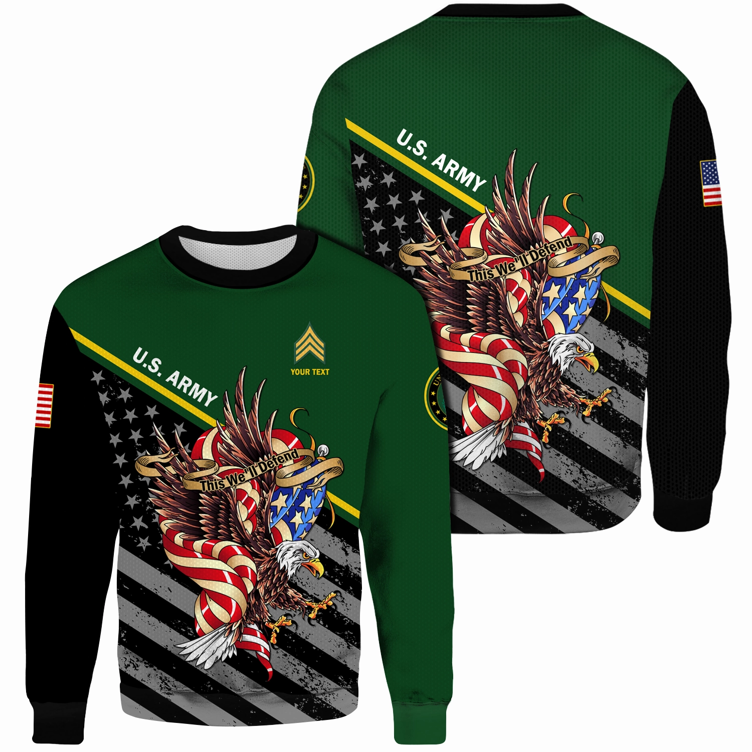Custom 3D All Over Prints Ugly Sweater, Personalized Name And Ranks, Military Motto