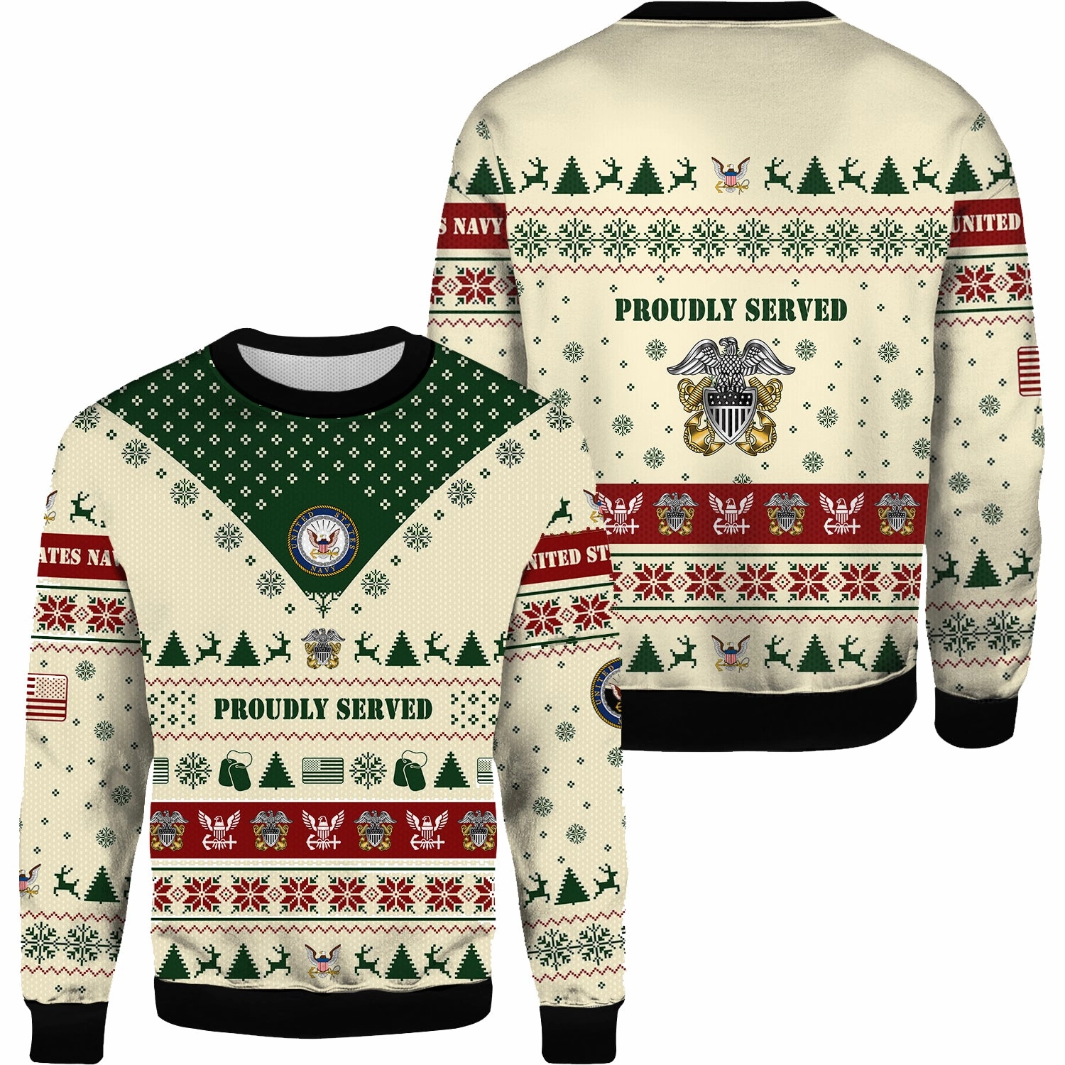Custom 3D All Over Prints Ugly Sweater, Personalized Text, Military Ranks, Logo