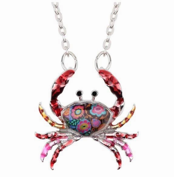Cutie Crab  - Enamel Pendant Necklace