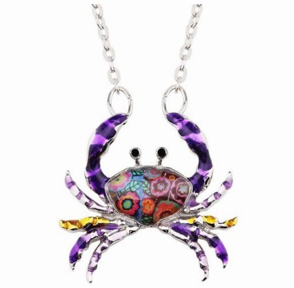 Cutie Crab  - Enamel Pendant Necklace