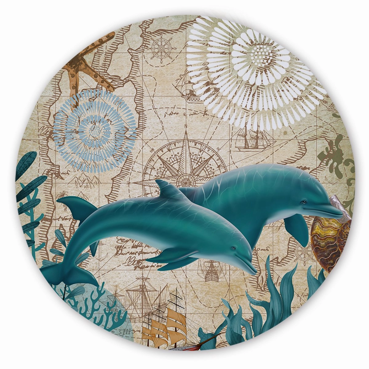 Dolphin Love Round Sand-Free Towel