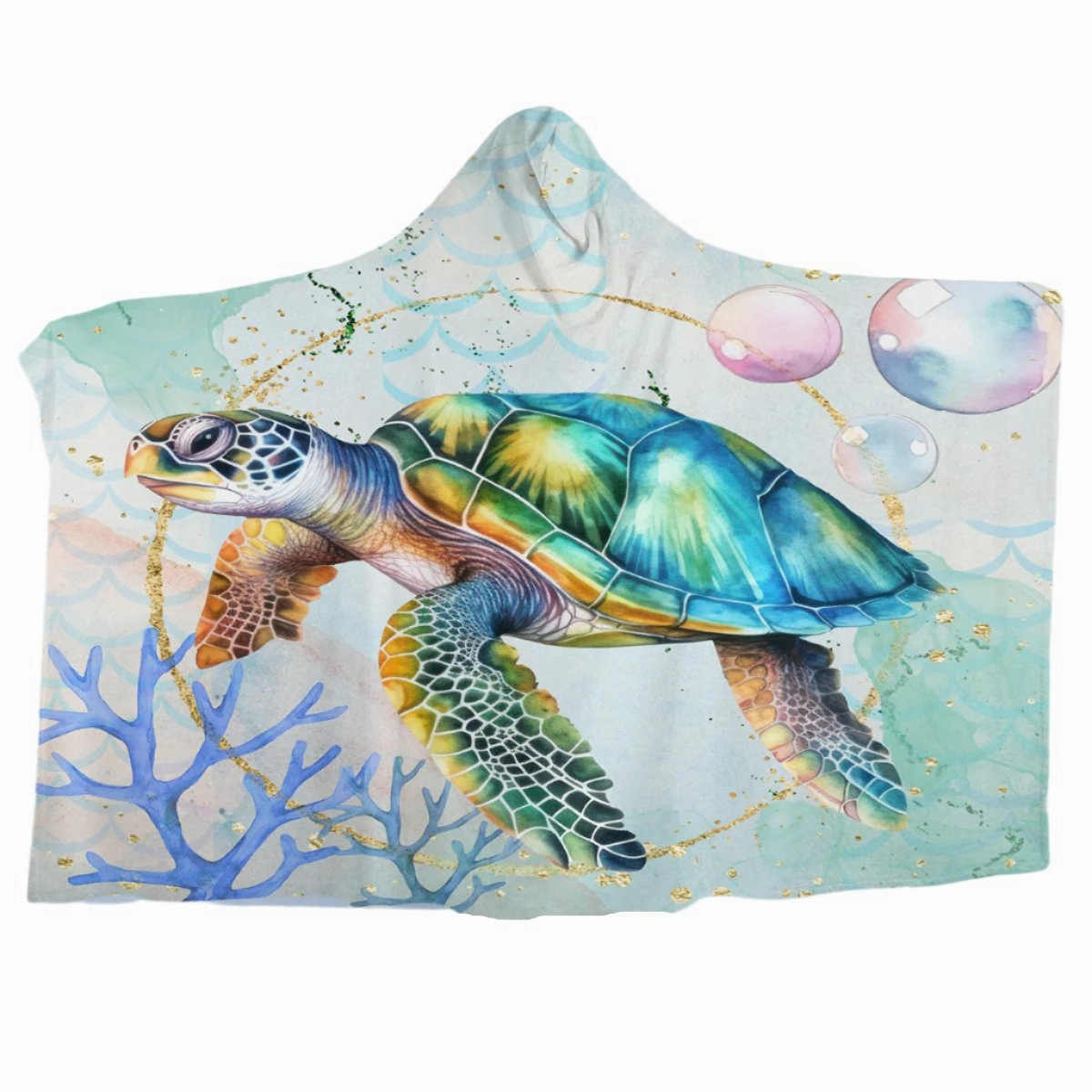 Dreamy Sea Turtle Cozy Hooded Blanket