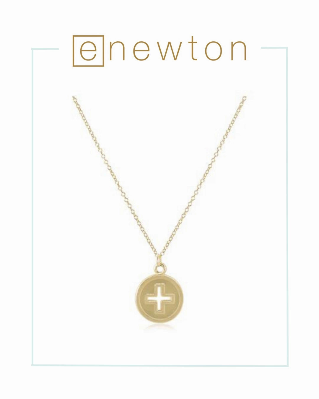 E Newton 16" Signature Cross Gold Disc Necklace