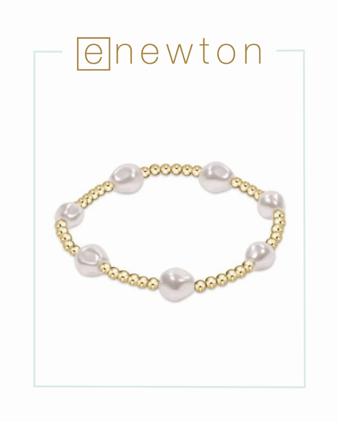 E Newton Admire Gold 3mm Bead Bracelet - Pearl
