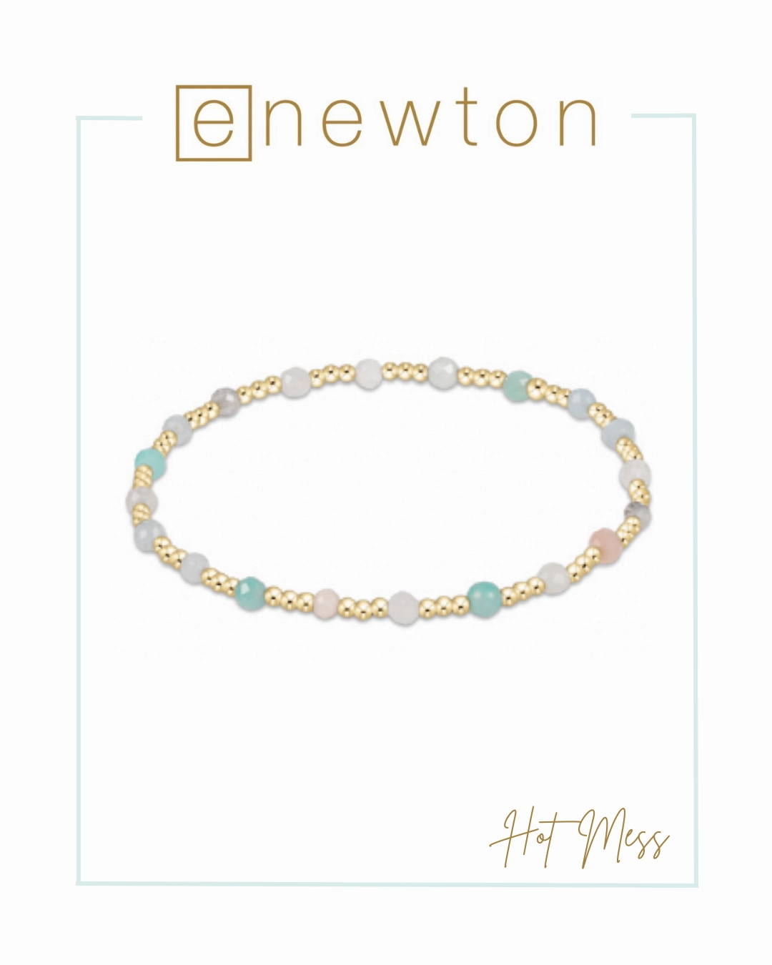 E Newton Gemstone Gold Sincerity Pattern 3mm Bead Bracelet