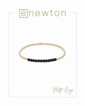 E Newton Gold Bliss 2mm Bead Bracelet - Matte Onyx