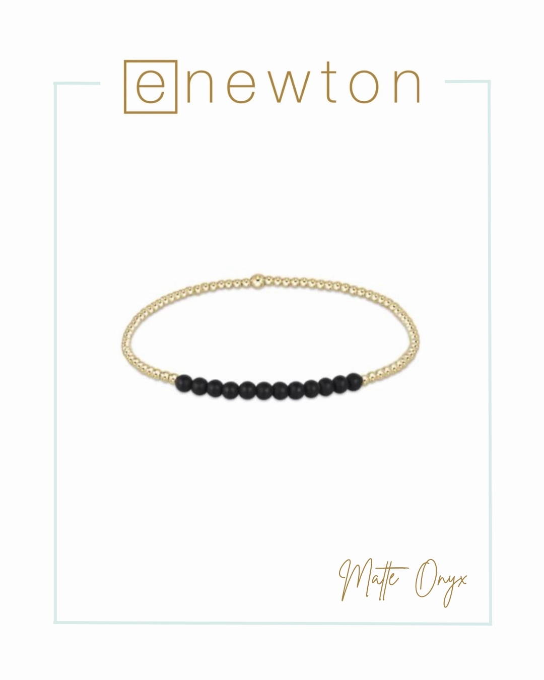 E Newton Gold Bliss 2mm Bead Bracelet - Matte Onyx