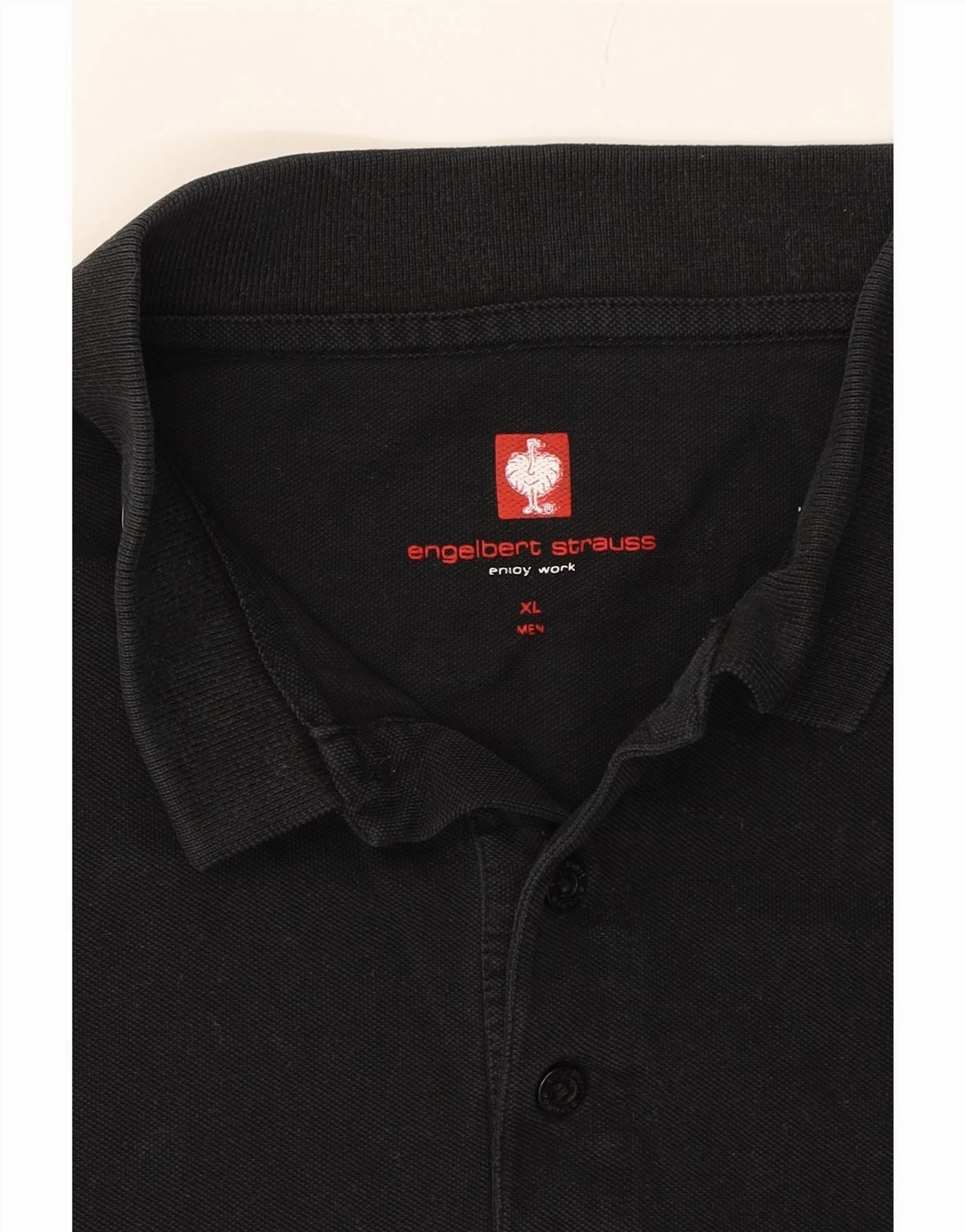 ENGELBERT STRAUSS Mens Regular Fit Polo Shirt XL Black Cotton