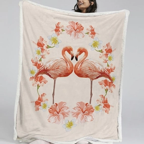 Flamingo and Hibiscus Passion Bedspread Blanket