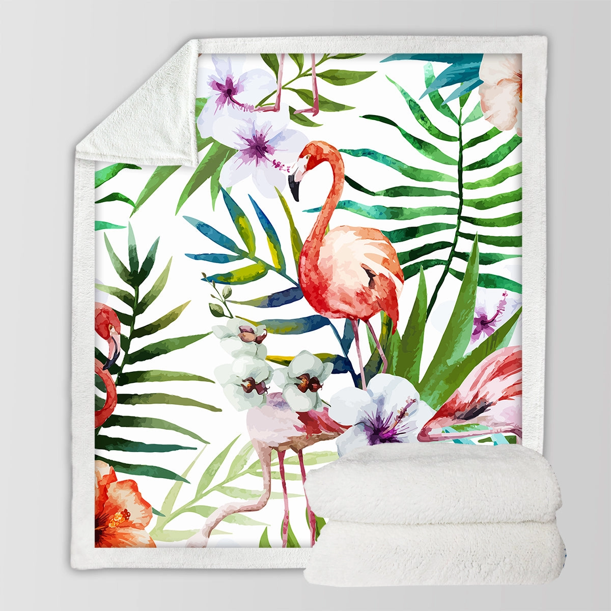 Flamingo Tropics Soft Sherpa Blanket