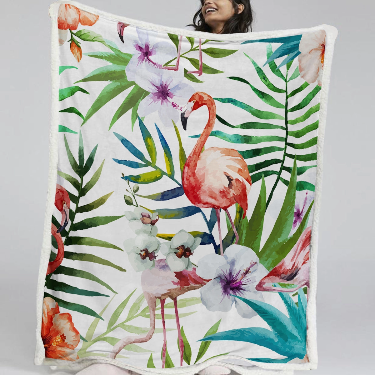 Flamingo Tropics Soft Sherpa Blanket