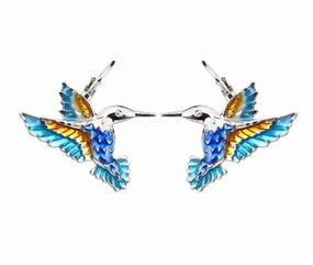 Happy Hummingbird - Enamel Pendant Clip-on Earrings