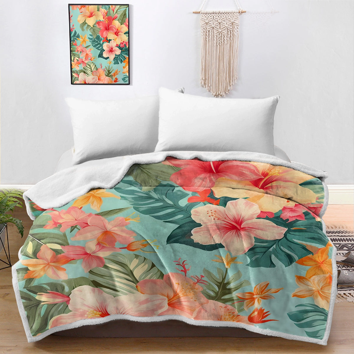Hibiscus Passion Soft Sherpa Blanket
