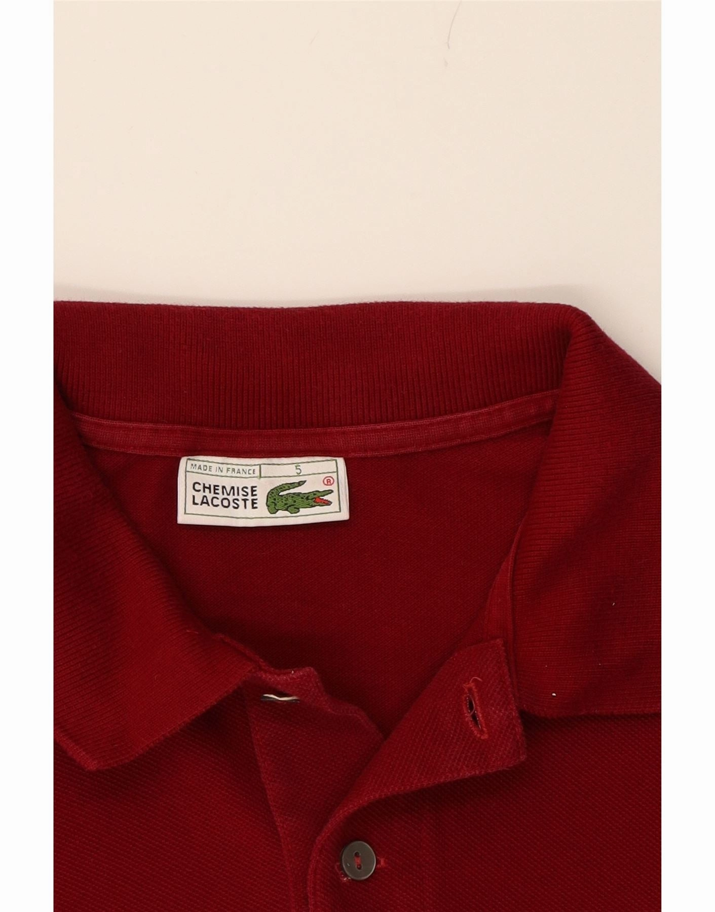 LACOSTE Mens Long Sleeve Polo Shirt Size 5 Large Red Cotton