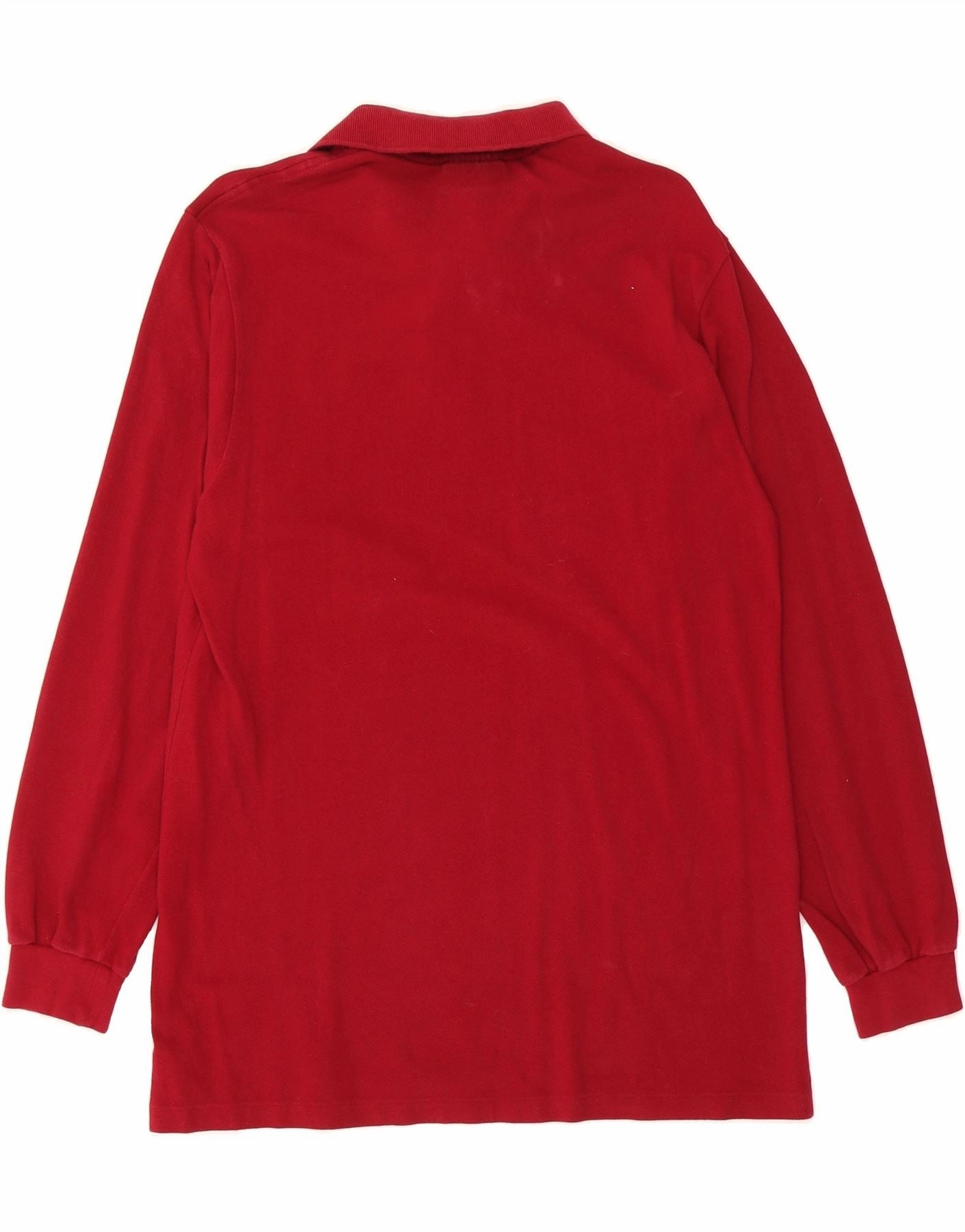 LACOSTE Mens Long Sleeve Polo Shirt Size 5 Large Red Cotton