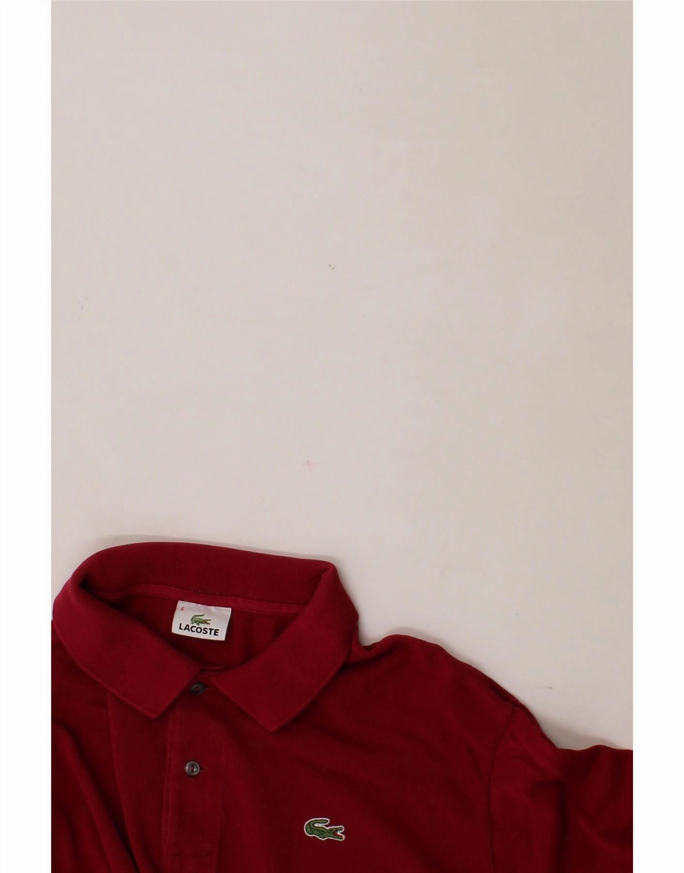 LACOSTE Mens Long Sleeve Polo Shirt Size 6 XL Red Cotton