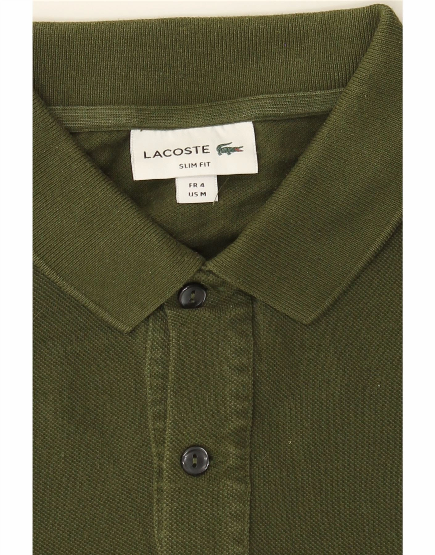 LACOSTE Mens Slim Fit Polo Shirt Size 4 Medium Green Cotton