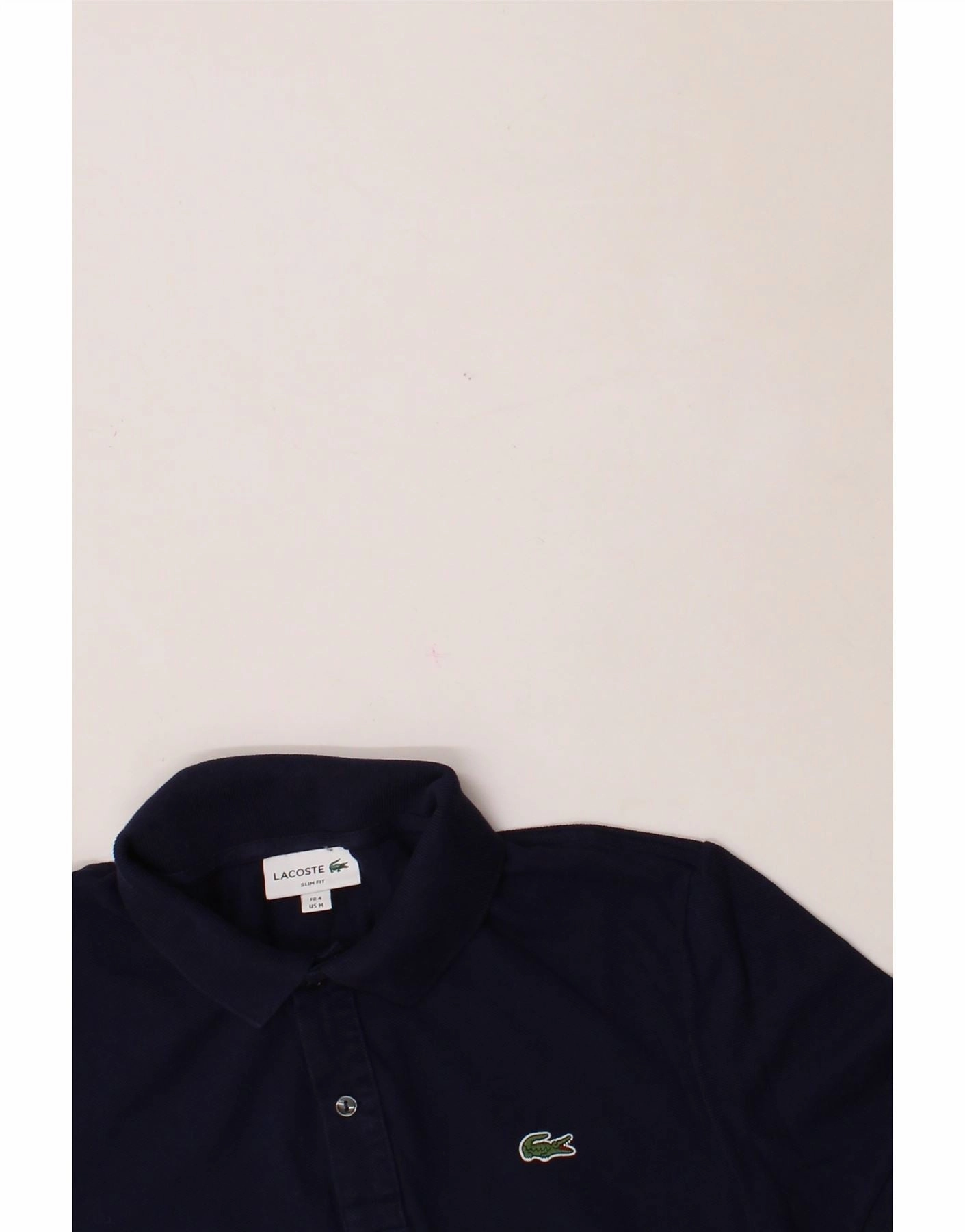 LACOSTE Mens Slim Fit Polo Shirt Size 4 Medium Navy Blue Cotton