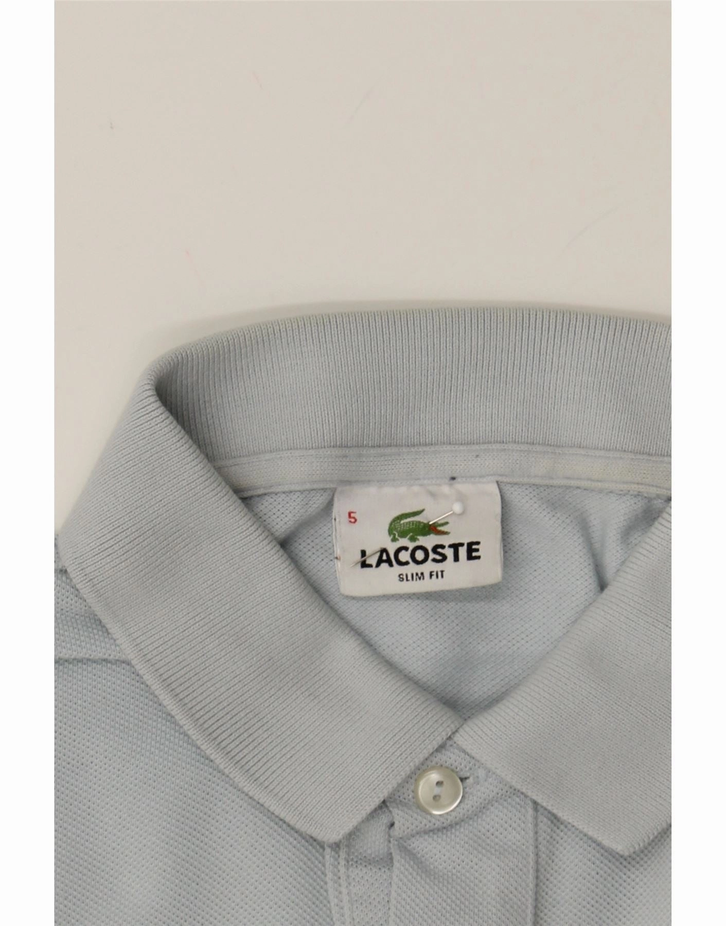 LACOSTE Mens Slim Fit Polo Shirt Size 5 Large Blue Cotton