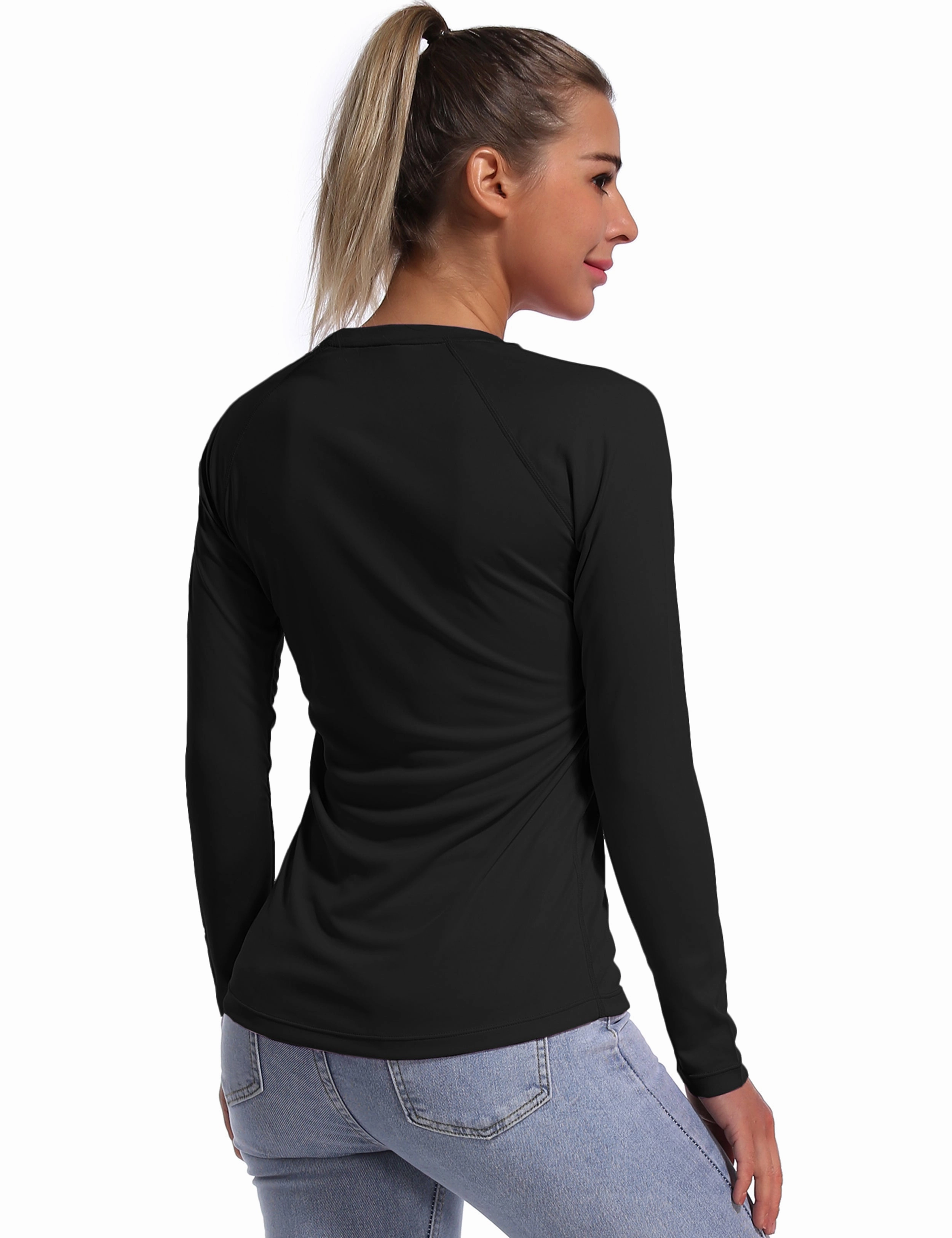 Long Sleeve Athletic Shirts black_Gym