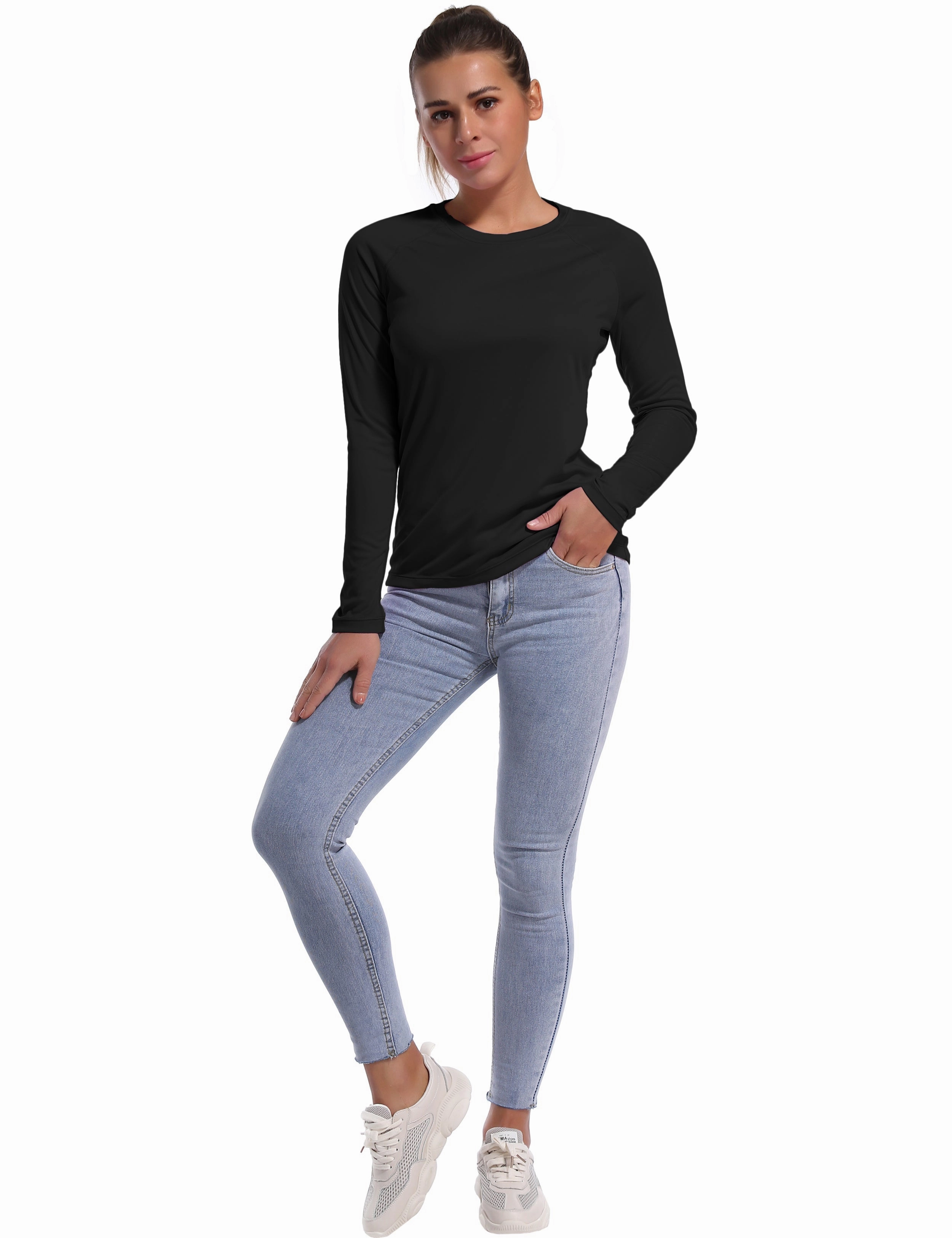 Long Sleeve Athletic Shirts black_Gym