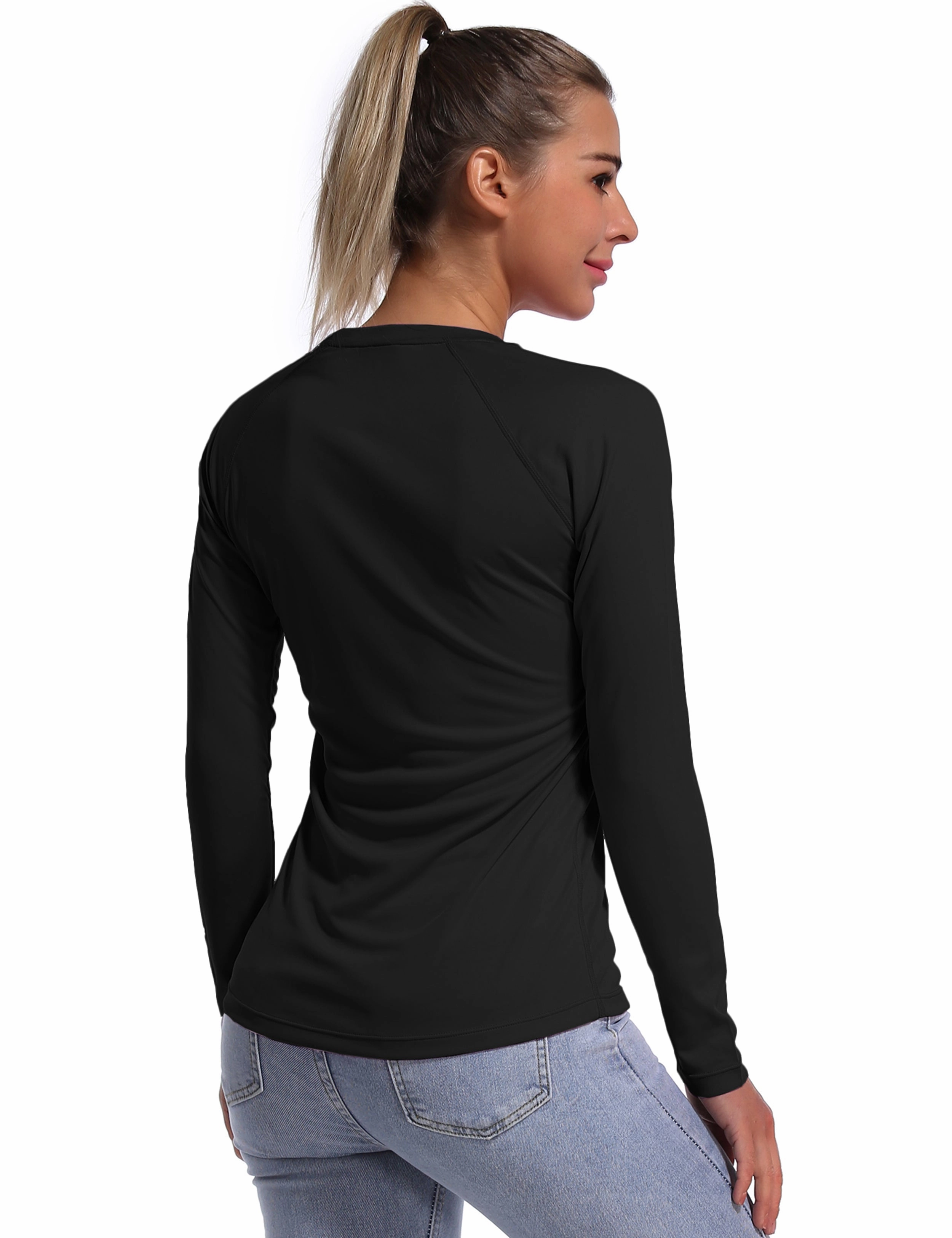 Long Sleeve Athletic Shirts black_Pilates