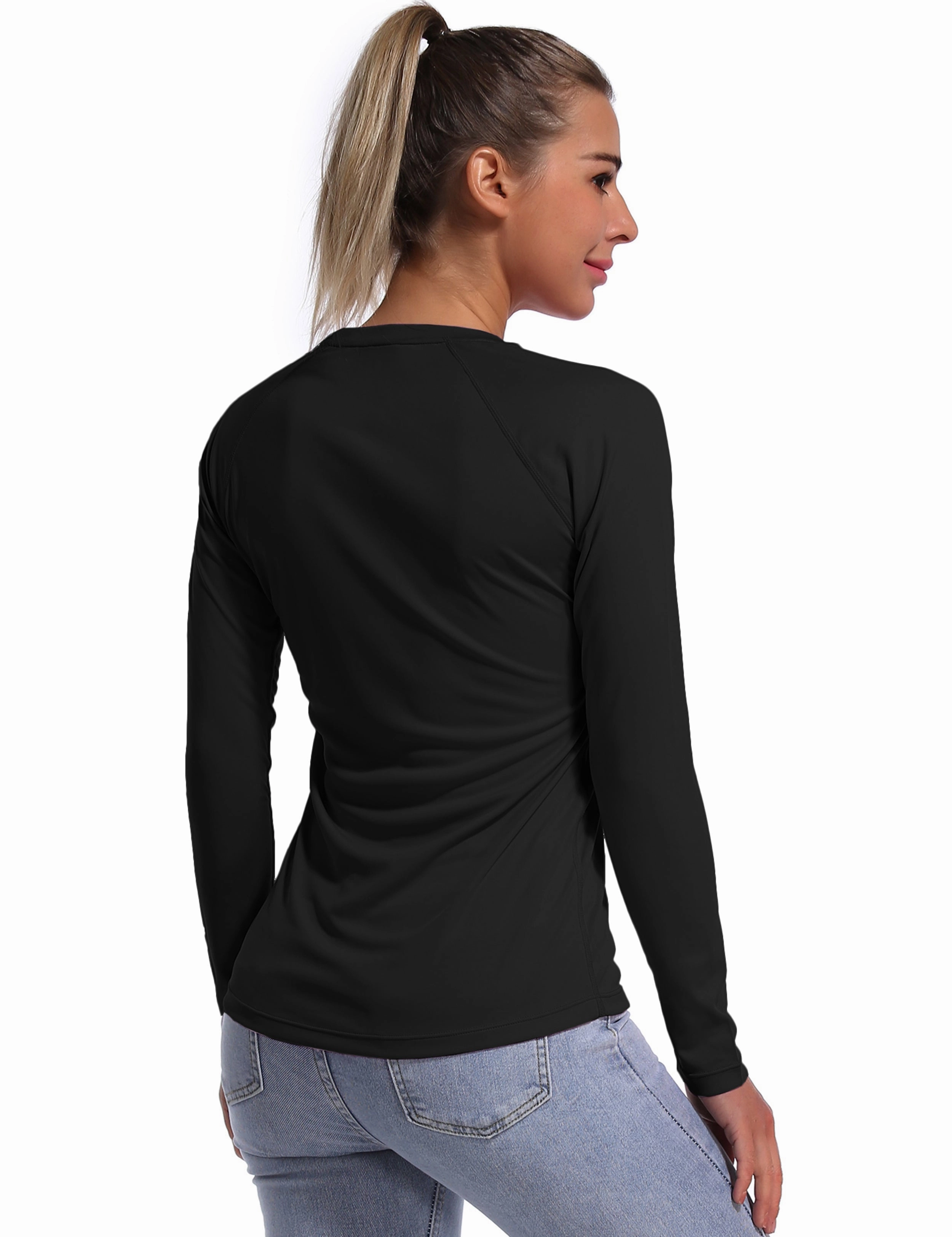 Long Sleeve Athletic Shirts black_yogastudio