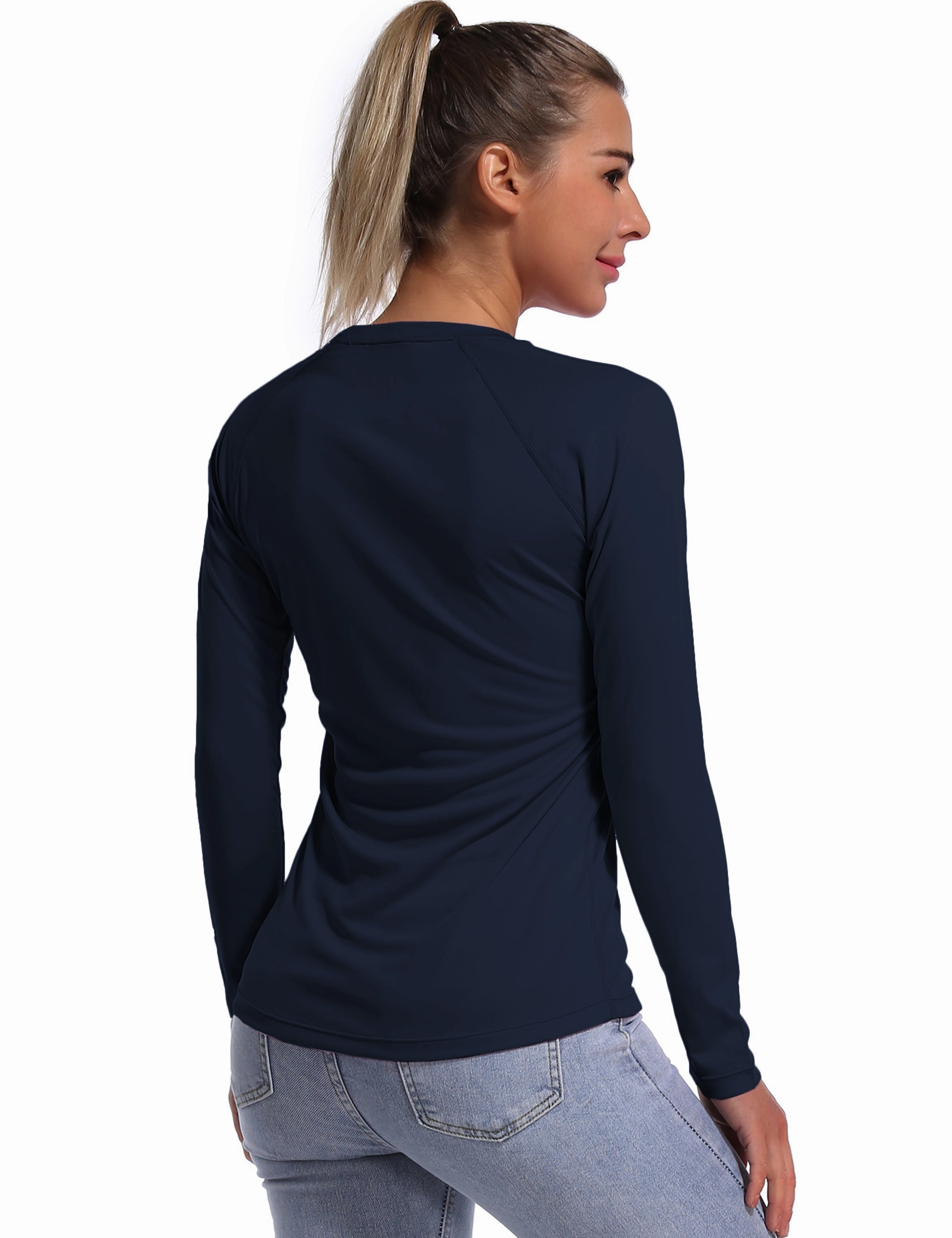 Long Sleeve Athletic Shirts darknavy_Gym