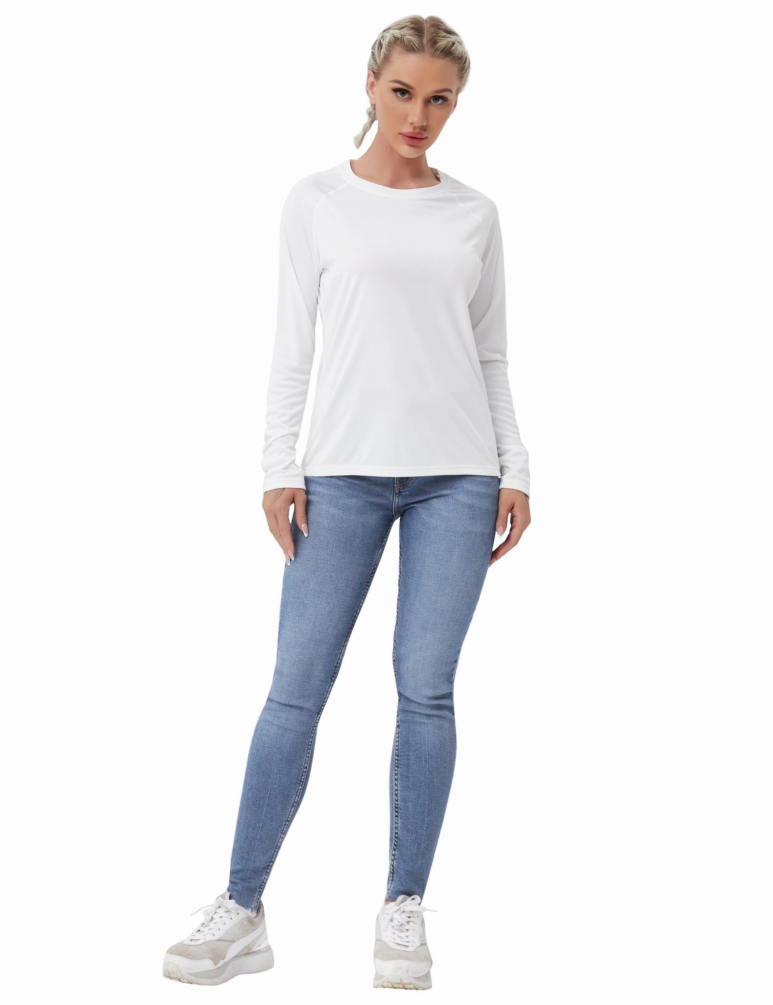 Long Sleeve Athletic Shirts white_yogastudio